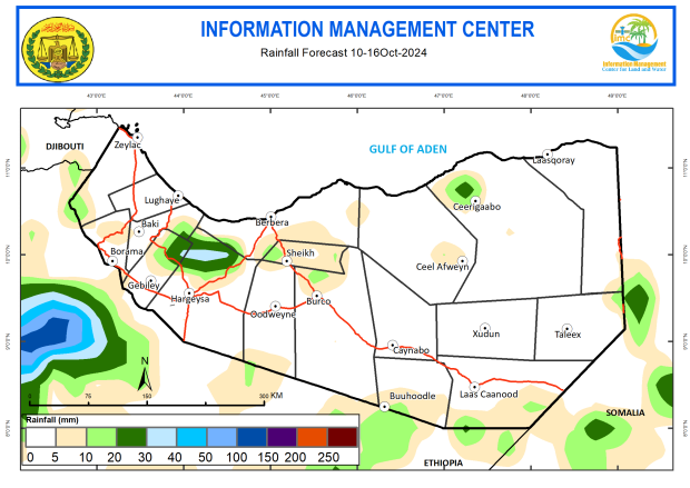 Somaliland Weekly Weather Forecast - 10 to 16 October 2024