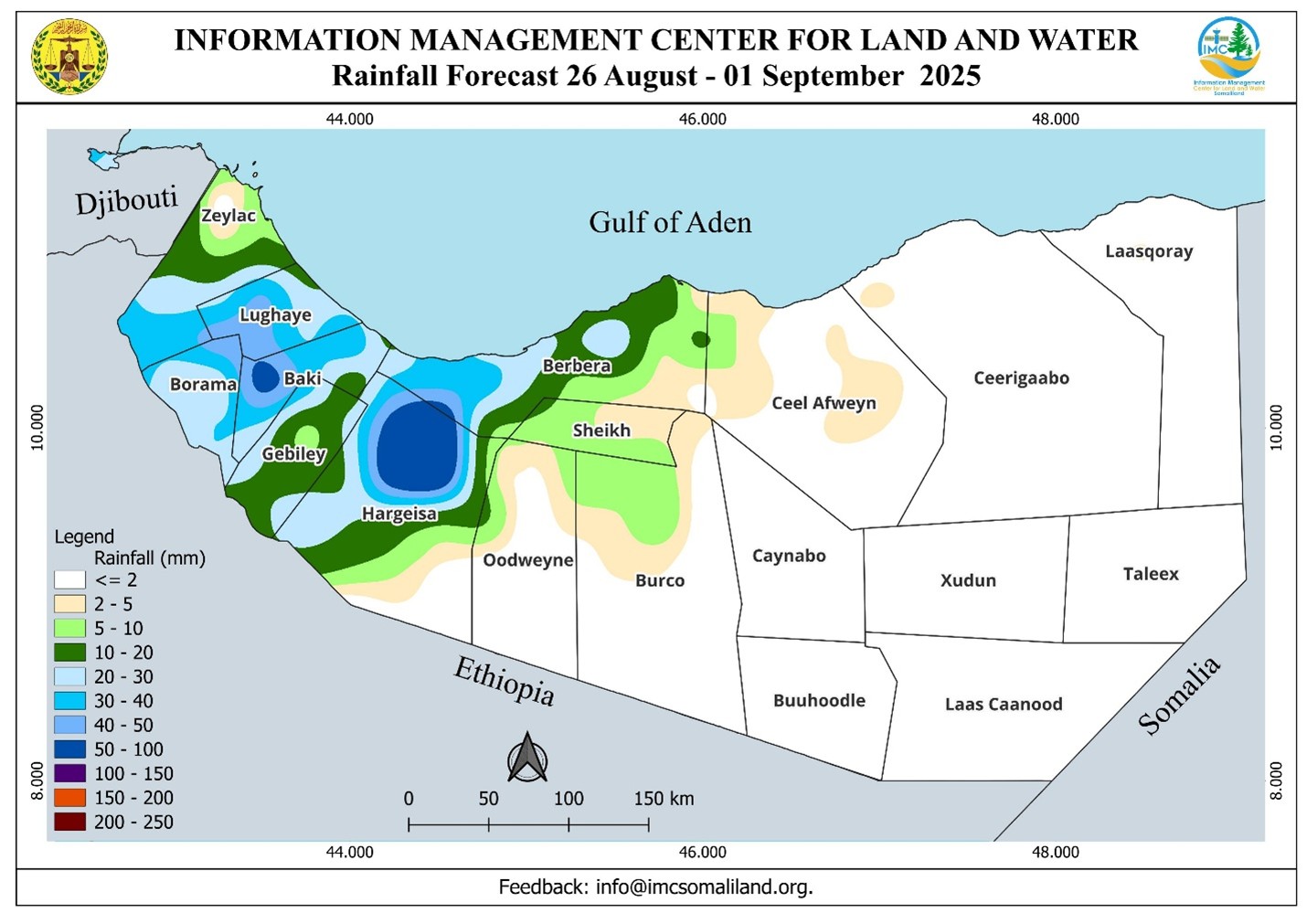 SOMALILAND WEEKLY WEATHER FORECAST  Valid from 26 August to 01 September 2025