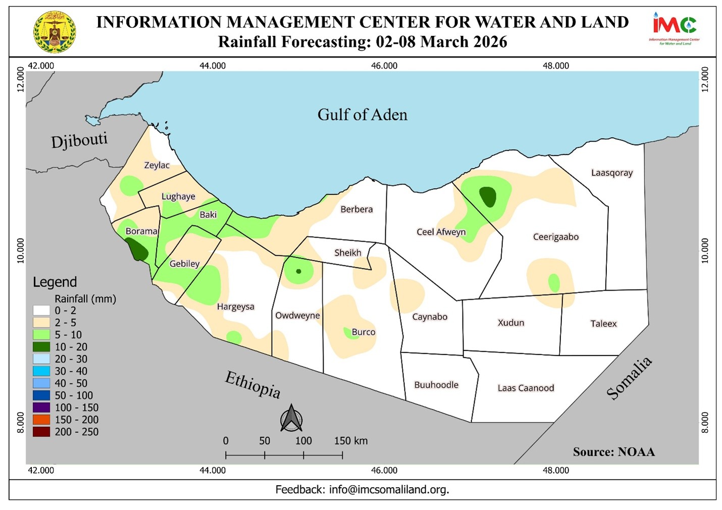 Somaliland Weekly Weather Forecast (02–08 March 2026)