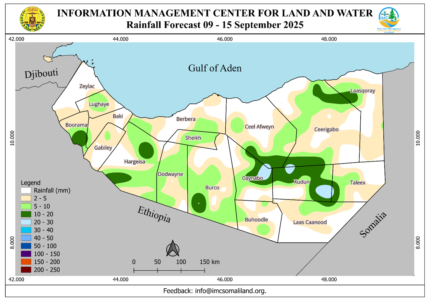 SOMALILAND WEEKLY WEATHER FORECAST  Valid from 09 to 15 September 2025