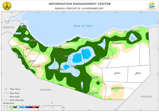 SOMALILAND WEEKLY WEATHER FORECAST 20 TO 26 NOVEMBER 2024