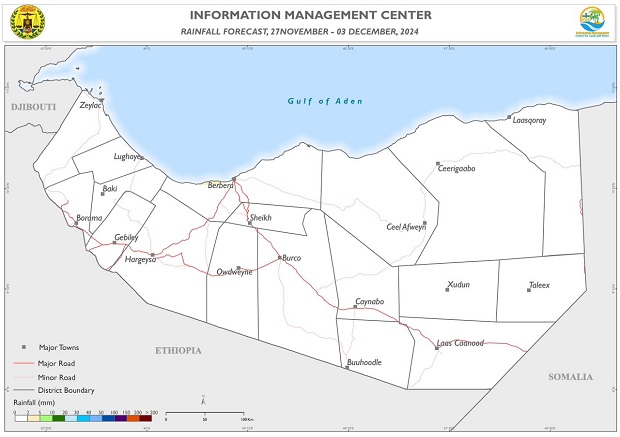 SOMALILAND WEEKLY WEATHER FORECAST 27 NOVEMBER TO 2 DECEMBER 2024