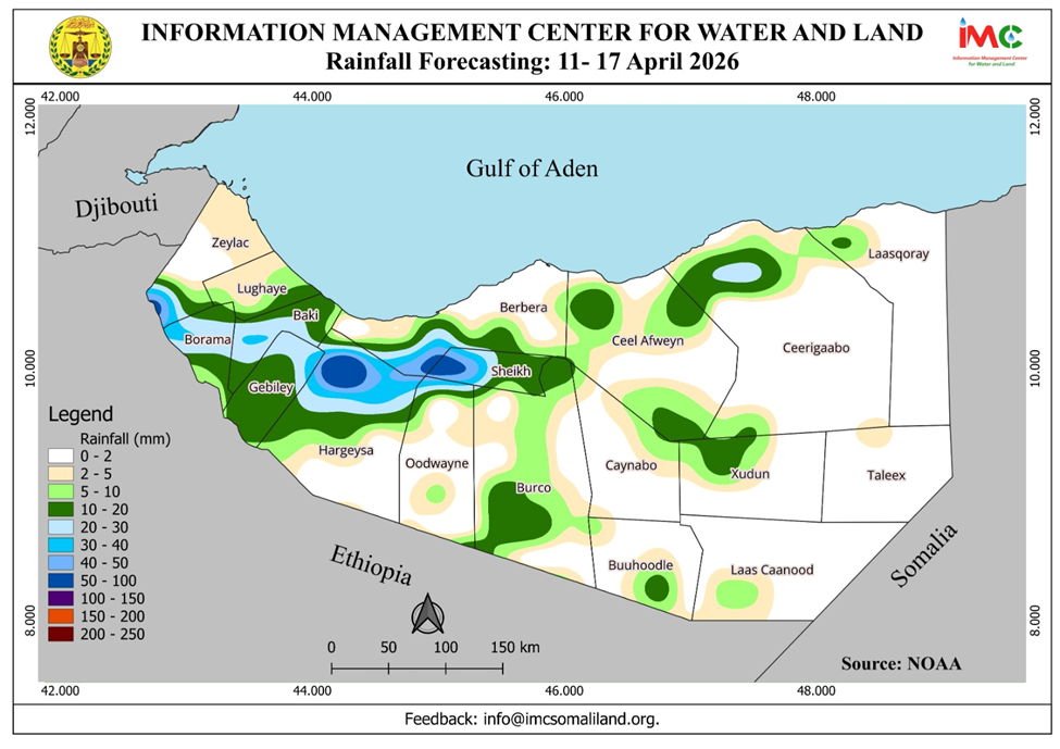 SOMALILAND WEEKLY WEATHER FORECAST (Valid from 11 to 17 April 2026)